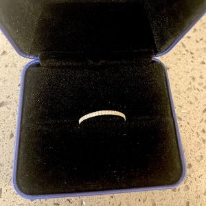 Moissanite Diamond Wedding Band 10K White Gold open Ring for Stacking